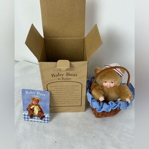Anne Geddes NOS VTG '2002' Baby Bear in Basket